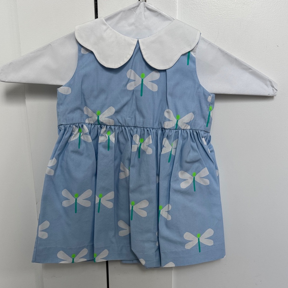 Blue Jacadi Paris Dragonfly Dress with White Collar
